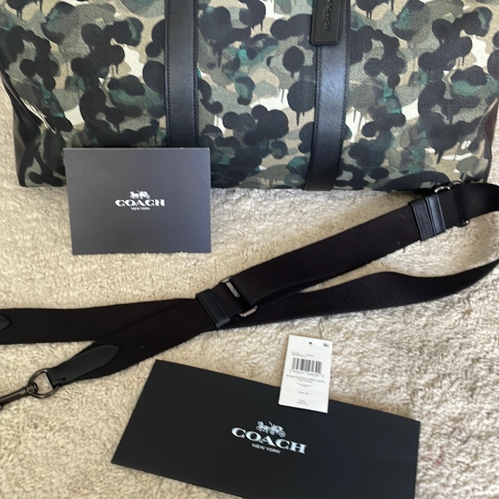 Coach Gotham Duffle Bag Camo Canvas Green Blue - Picture 4 of 16
